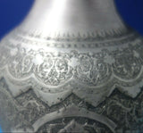 Middle Eastern Persian .84 Silver Vase Hand Chased Engraved Flowers Birds #6296