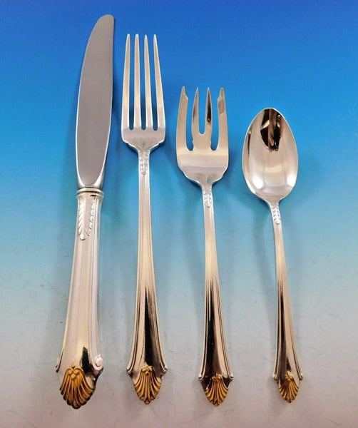 Edgemont Gold by Gorham Sterling Silver Flatware Set For 12 Service 54 Pieces