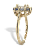14k Yellow Gold Genuine Natural Moonstone and Sapphire Ring Size 6.25 (#J7618)