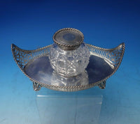 Thomas William Dobson English Sterling Silver Inkwell Boat Style w/Crystal #5743