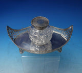 Thomas William Dobson English Sterling Silver Inkwell Boat Style w/Crystal #5743