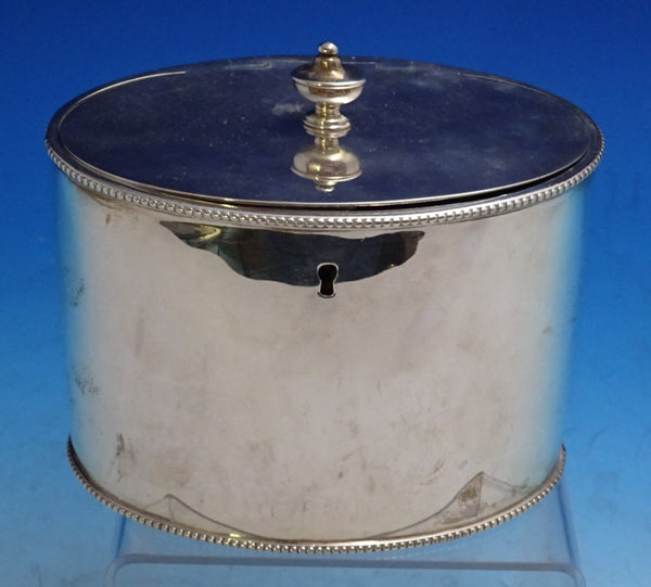 Thomas Chawner English Georgian Sterling Silver Tea Caddy Oval with Key (#8629)