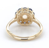 14k Yellow Gold Genuine Natural Moonstone and Sapphire Ring Size 6.25 (#J7618)
