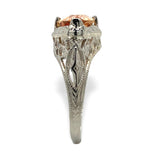 14k White Gold Filigree 2 Carat Precious Genuine Natural Topaz Ring (#J7209)