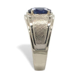 14k White Gold 1.53ct Genuine Natural Sapphire Men's Ring Size 7 (#J5833)