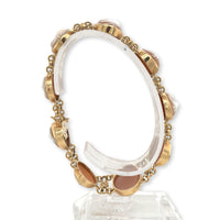 14k Yellow Gold Genuine Natural Shell Cameo Bracelet with Carved Roses (#J6895)