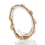 14k Yellow Gold Genuine Natural Shell Cameo Bracelet with Carved Roses (#J6895)