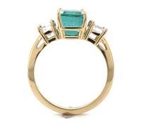18k Yellow Gold GIA 2.86 Carat Emerald and 1.02 Carat Diamond Ring (#J6507)