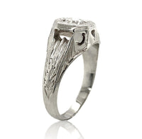 14k Art Deco .44ct Genuine Natural Diamond Men's Ring with GIA Report (#J6744)