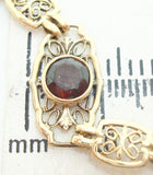 10k Yellow Gold Filigree Bracelet with Three Genuine Natural Garnets (#J2775)