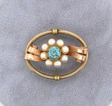 10k Retro Blue Zircon Pin Rose and Yellow Gold (#J5473)