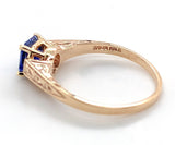 14k Yellow Gold 1.06 Carat Genuine Natural Ceylon Blue Sapphire Ring (#J7317)