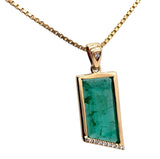 14k Yellow Gold 5.97 Carat Genuine Natural Emerald Pendant w/Diamonds GIA #J7590