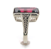 14k Gold Hand Engraved Ring w/8.35 Carat Genuine Natural Rhodolite Garnet #J6556