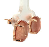 14k Rose Gold Stud Earrings w/ 7.72 Carats TW Genuine Natural Sunstones (#J7538)