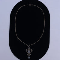 14k Yellow Gold and Silver Top Victorian Aquamarine Lavaliere Pendant (#J5702)