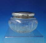 Sterling Silver Cut Crystal Enamel Dresser Jar Deco Style 4 1/4" x 3" (#6050)