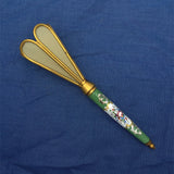 Tussie Mussie with Celluloid Five Panel Cup and Enamel Porcelain Handle #J7457