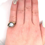 14k Yellow Gold Blue Akoya Pearl and Diamond Ring (#J5417)