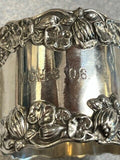 Gorham Sterling Napkin Ring water lilies B209 1 5/8" x 1 7/8" Captain Monogram
