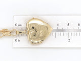14k Yellow Gold Heart Locket Engraved Clover Elongated Chain Swivel Clasp #J7185