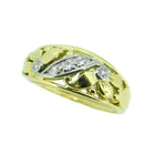 18k Yellow Gold Carved Flower Genuine Natural Diamond Ring Band (#J4690)