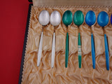 David Andersen Norwegian Sterling Demitasse Spoon Set of 12 fitted box 3 3/4"