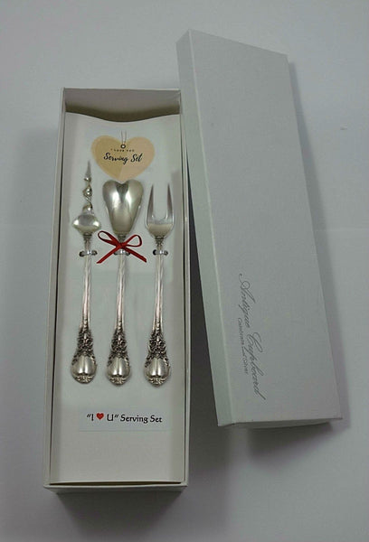 American Victorian by Lunt Sterling Silver "I Love You" Serving Set 3pc Custom