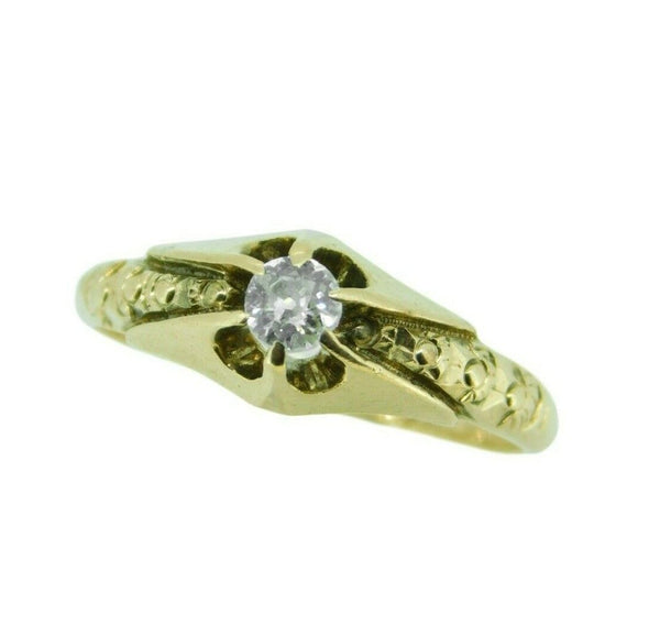 14k Yellow Gold Victorian .15ct Genuine Natural Diamond Ring (#J4771)