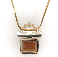 14k Gold Deco Style Large 43ct Genuine Natural Madeira Citrine Necklace (#J6239)