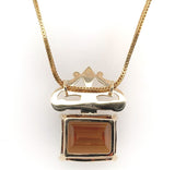 14k Gold Deco Style Large 43ct Genuine Natural Madeira Citrine Necklace (#J6239)