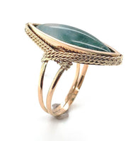 10k Yellow Gold Handwrought Genuine Natural Moss Agate Ring Size 5 (#J6580)