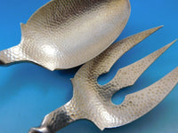 Doulton by Shreve Sterling Silver Salad Serving Set with Enamel & Porcelain 11"