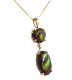 14k Yellow Gold 12 Carat TW Fire Genuine Natural Agate Pendant (#J7230)