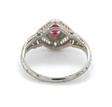 Art Deco 14k Gold Filigree Ring with .66ct Round Genuine Natural Ruby (#J6401)