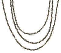 14k White Gold Triple Strand Beaded Pyrite Necklace Jewelry 16.5-18" (#J7235)
