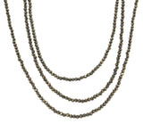 14k White Gold Triple Strand Beaded Pyrite Necklace Jewelry 16.5-18" (#J7235)