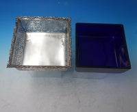 Wilkens German .800 Silver Serving Bowl Square w/Blue Cobalt Liner c1920 (#5929)