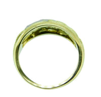 18k Yellow Gold Carved Flower Genuine Natural Diamond Ring Band (#J4690)