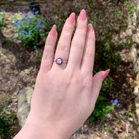 14k White Gold .80ct European Cut Genuine Natural Diamond Ring Ruby Halo #J7265