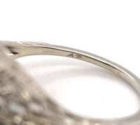 14k White Gold Art Deco 4.34ct Genuine Natural Tourmaline Filigree Ring (#J5762)