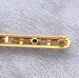 14k Yellow Gold Montana Sapphire and Pearl Bar Pin (#J5471)