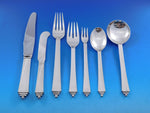 Pyramid by Georg Jensen Sterling Silver Flatware Set 8 Service 57 pieces