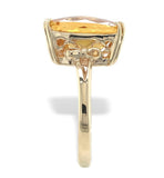 14k Yellow Gold Large 7.97 Carat Genuine Natural Citrine Ring Bow Motifs #J7446