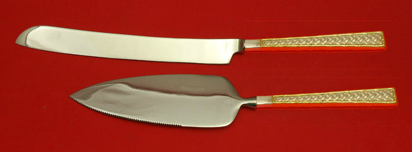 Golden Tradewinds by International Sterling Wedding Cake Set Server 2pc Custom