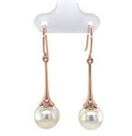 14k Rose Gold Drop Earrings with 9.9mm Cultured South Sea Pearls (#J7323)