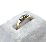 14k Gold Diamond and Synthetic Lab-Created Ruby/Paste Victorian Ring (#J6295)