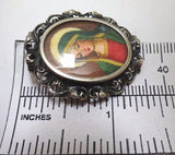 Italian .800 Silver Pin / Pendant with Madonnna (Mary) (#J3504)