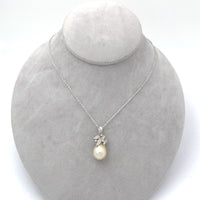 14k White Gold 15mm Golden South Sea Pearl Pendant with Diamonds (#J6233)