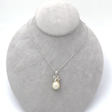 14k White Gold 15mm Golden South Sea Pearl Pendant with Diamonds (#J6233)